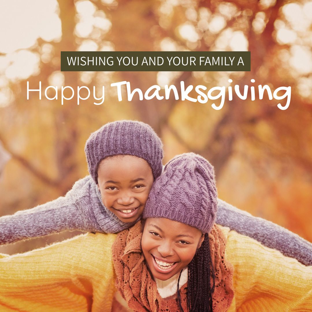 Happy Thanksgiving Card with Smiling Family in Autumn Colors - Download Free Stock Templates Pikwizard.com