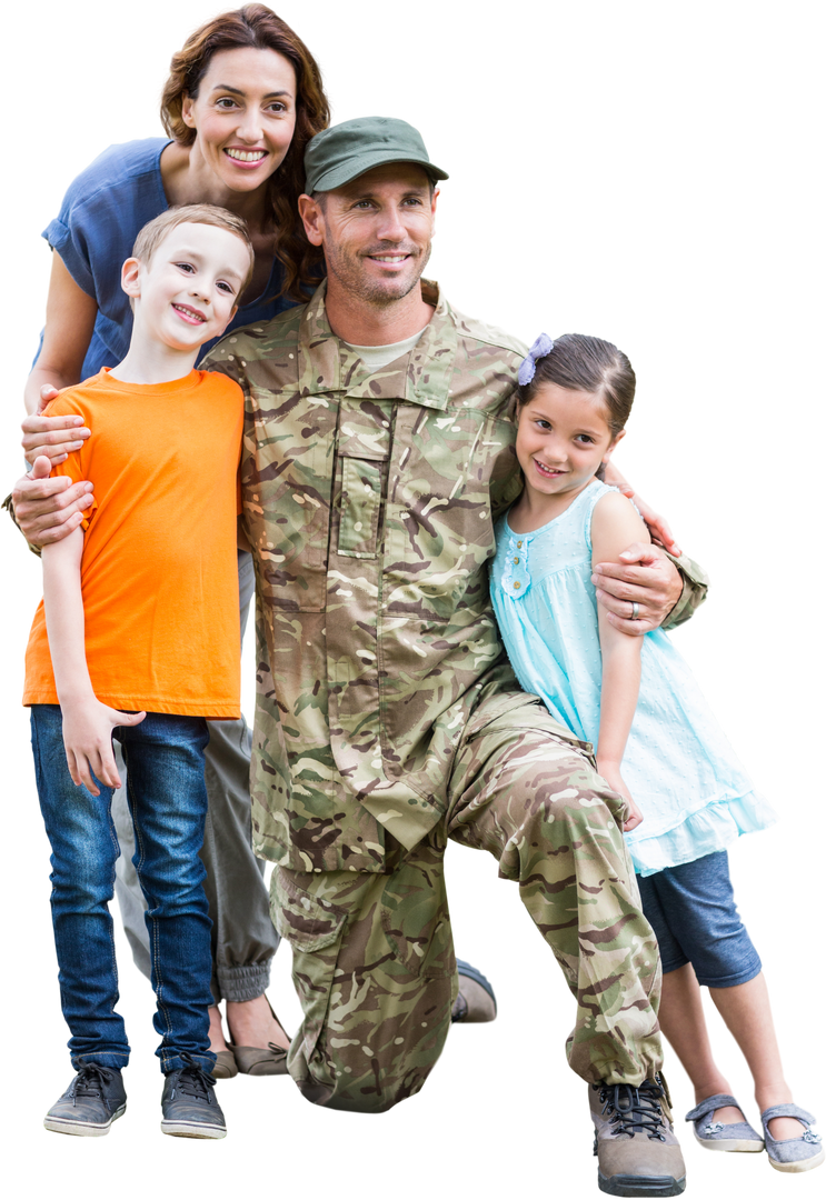 Smiling Soldier in Transparent Background with Family - Download Free Stock Images Pikwizard.com