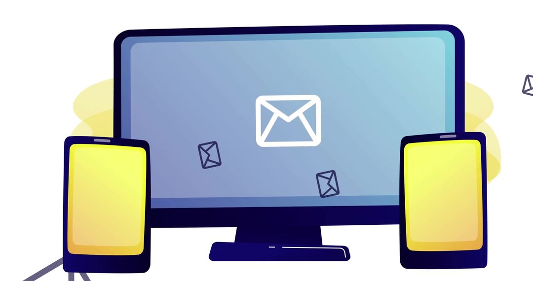 Digital Communication Devices with Email Concept on Abstract Background