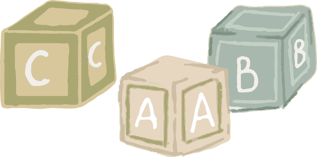 Floating Pastel Alphabet Blocks on Transparent Background