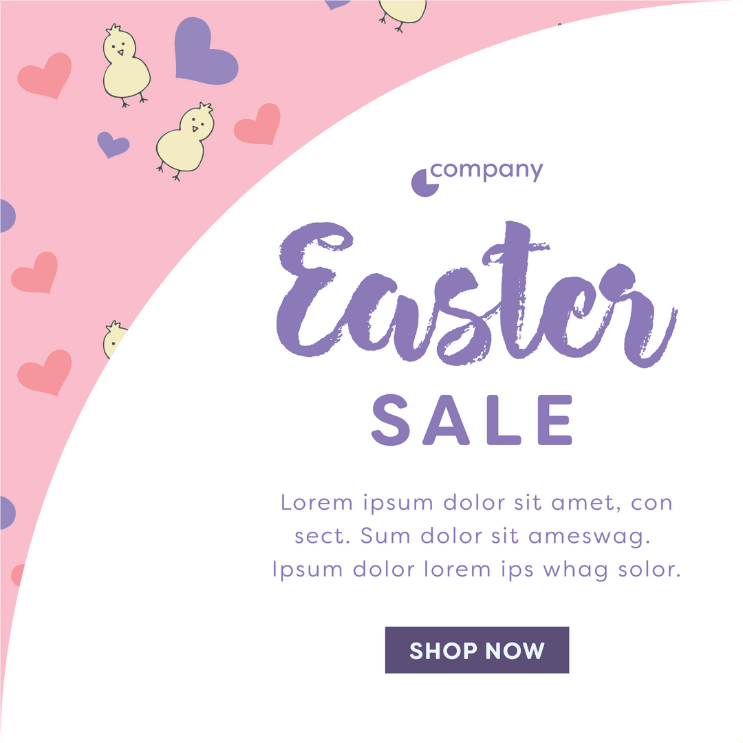 Transparent Easter Sale Design with Chicks and Hearts