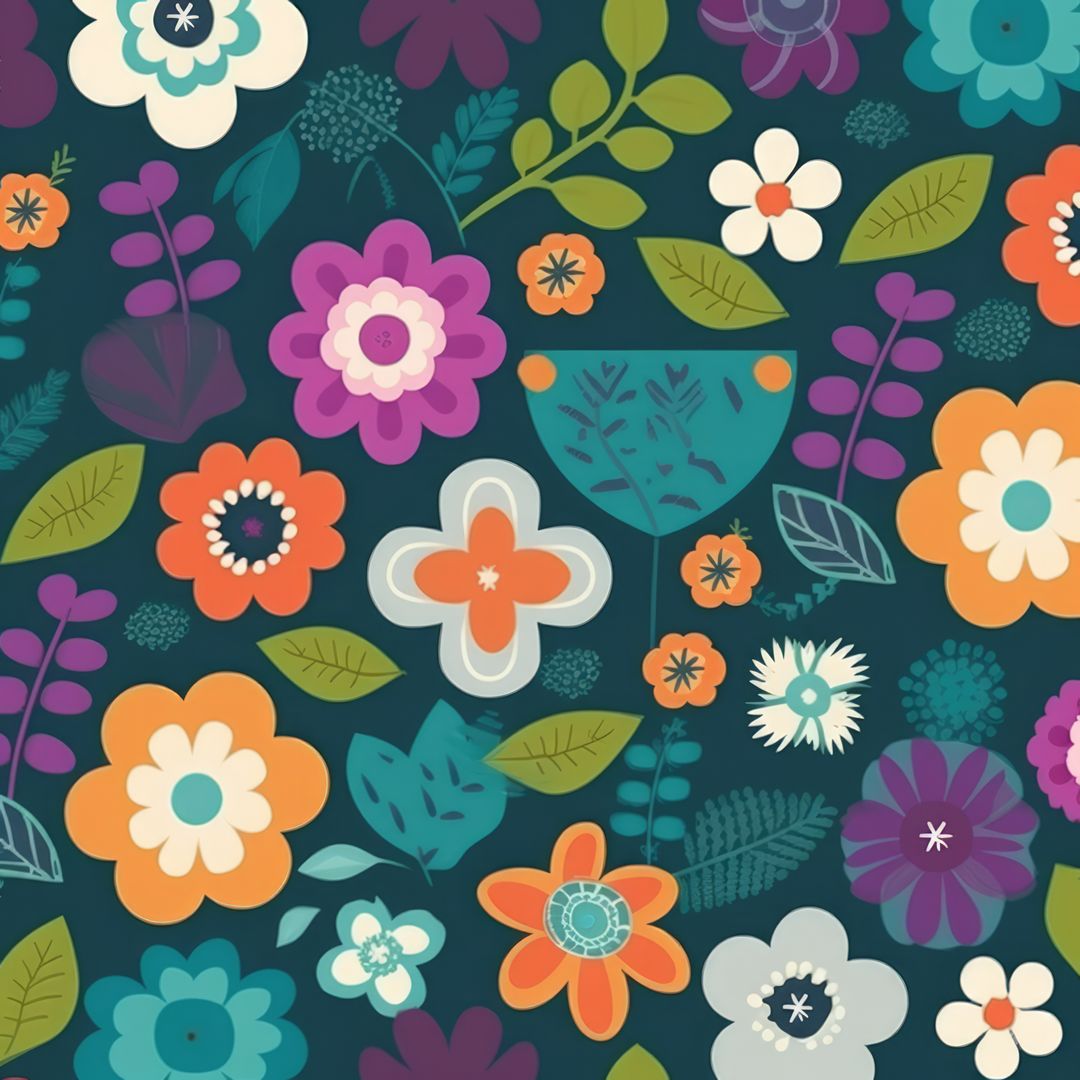 Bright and Colorful Floral Seamless Pattern - Free Images, Stock Photos and Pictures on Pikwizard.com