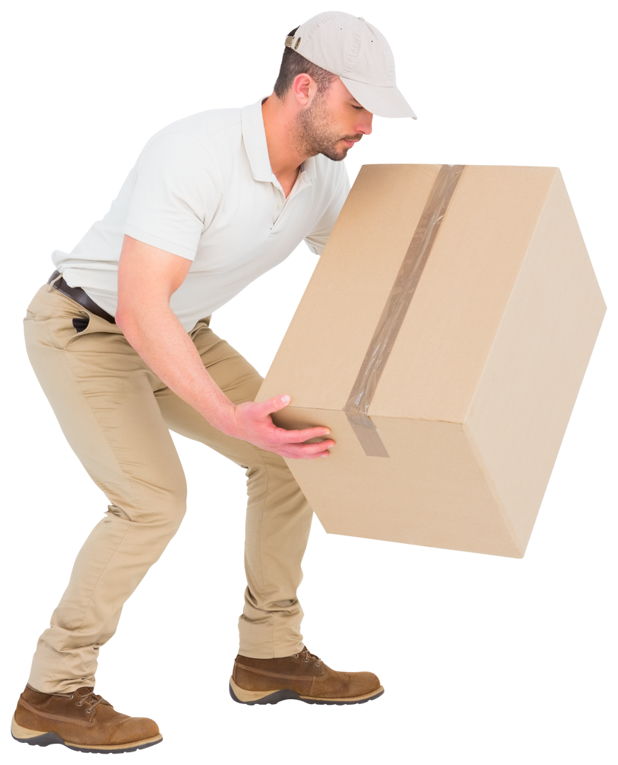 Delivery Man Picking Up Large Box in Transparent Background - Download Free Stock Images Pikwizard.com