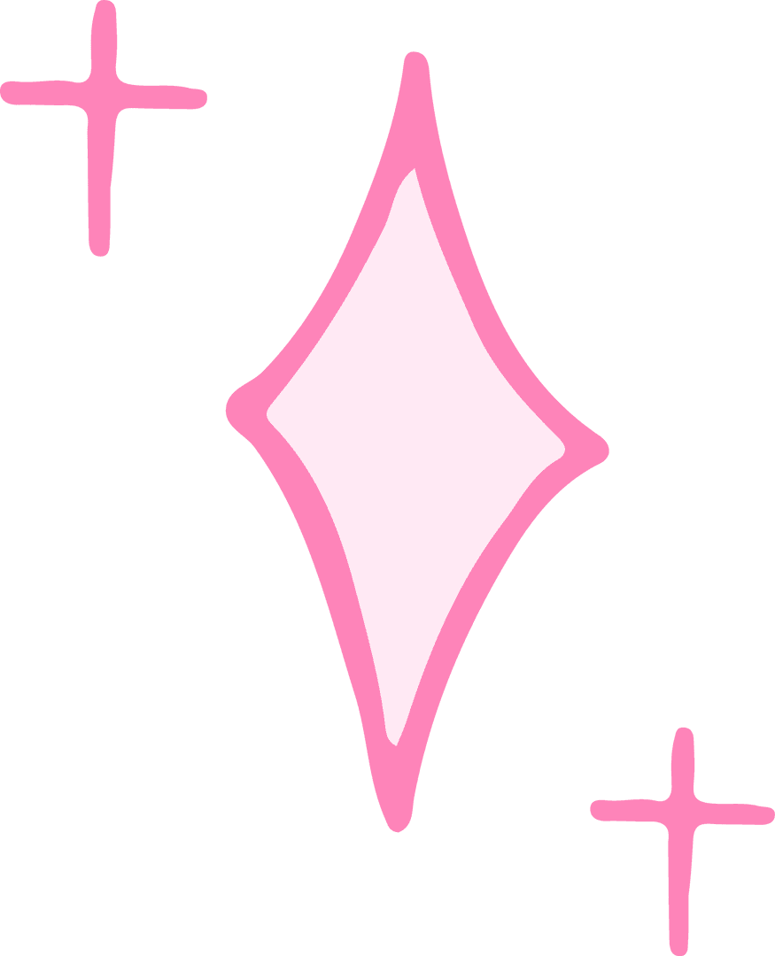 Minimal Pink Sparkle Diamond and Plus Shapes on Transparent Background