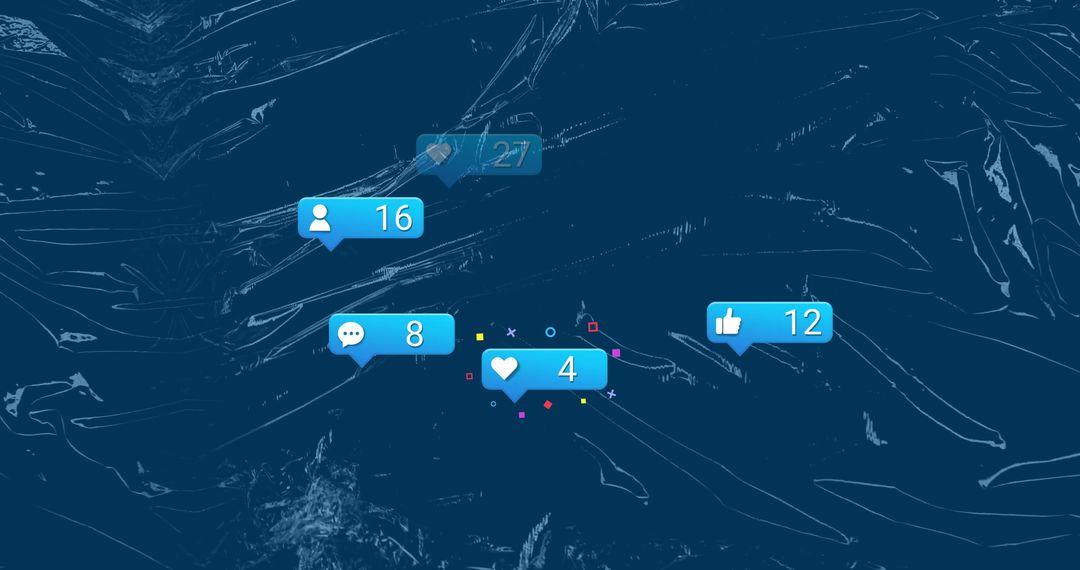 Digital Interface with Floating Social Media Engagement Icons