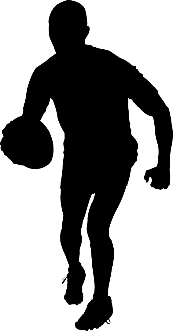 Transparent Silhouette of Person Playing Rugby Engaging in Dynamic Sport