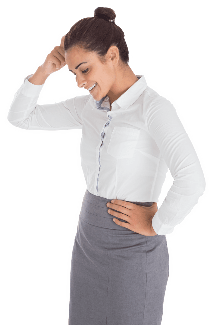 Smiling Thoughtful Businesswoman Transparent Overlay