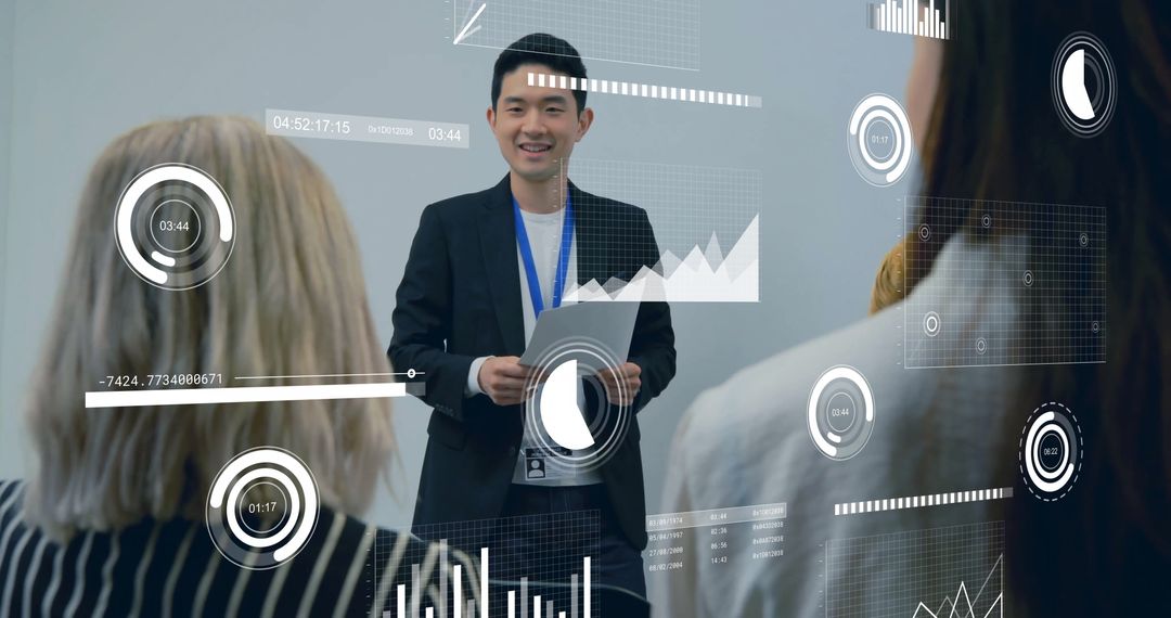 Diverse Team Analyzing Digital Financial Data in Corporate Office