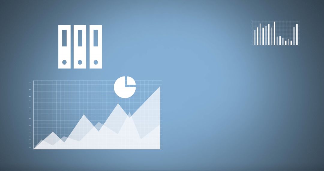 Financial Analytics with Graphs and Pie Chart on Blue Background