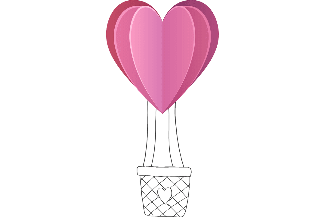 Pink Heart Graphic on Transparent Background for Valentine's Day