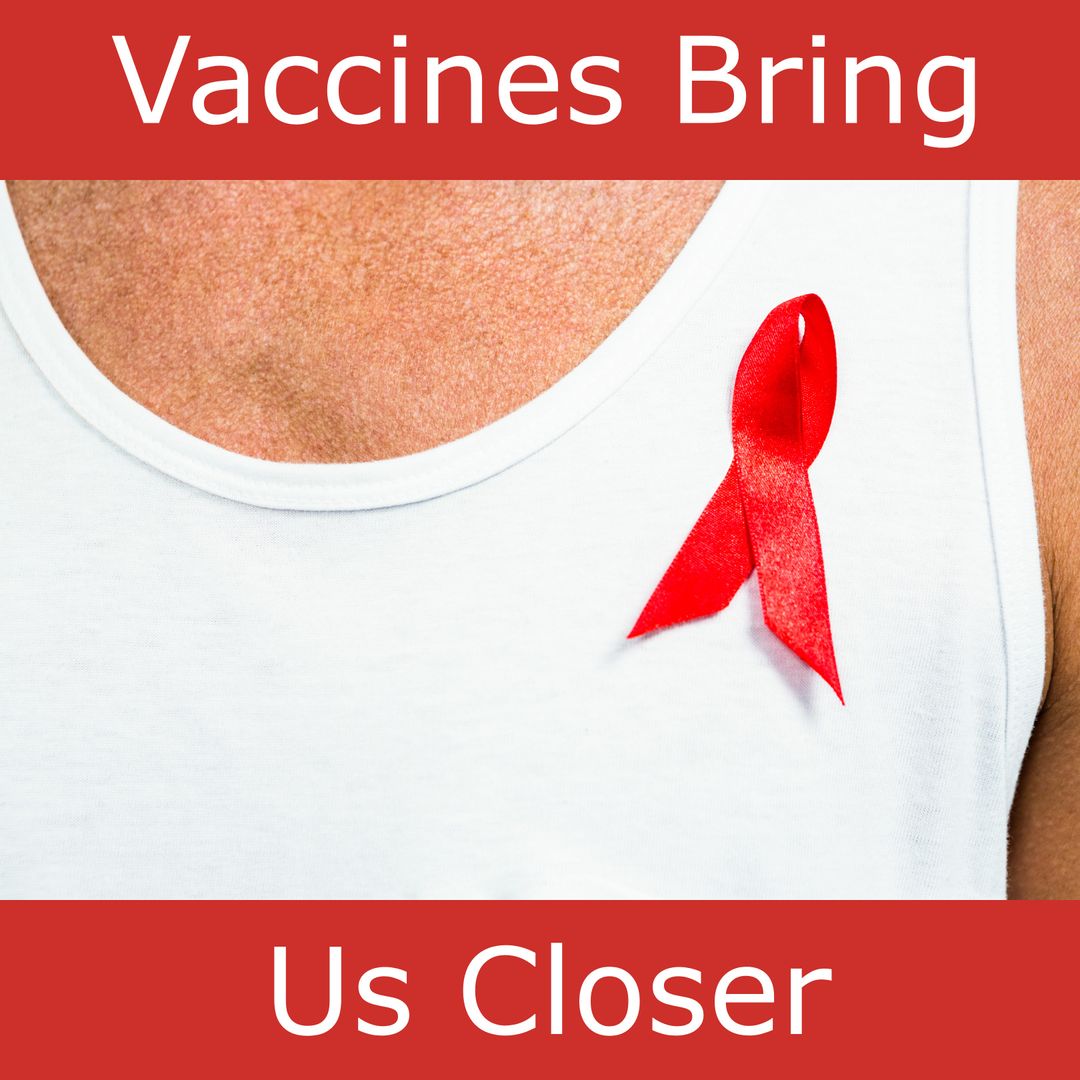 White Shirt with Red Ribbon Campaigning for AIDS Vaccine Awareness