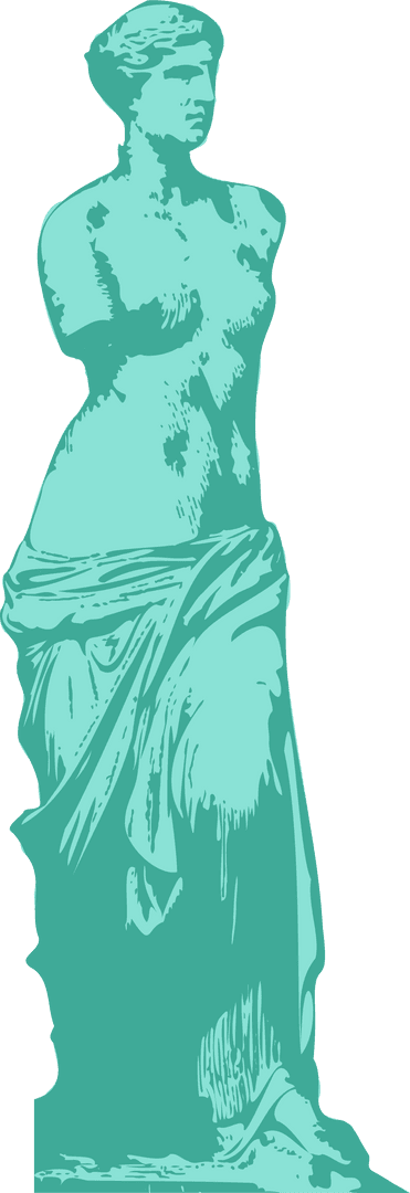 Mint Green Silhouette of Elegantly Modern Classical Statue on Transparent