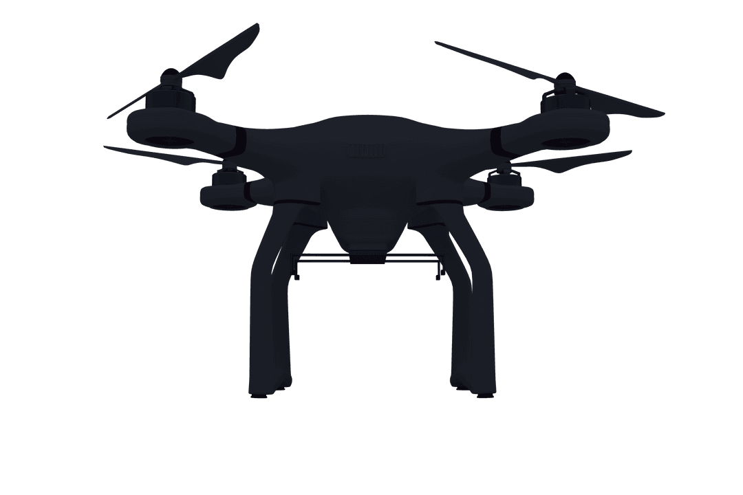 Quadcopter Drone Transparent with Rotating Blades Above View