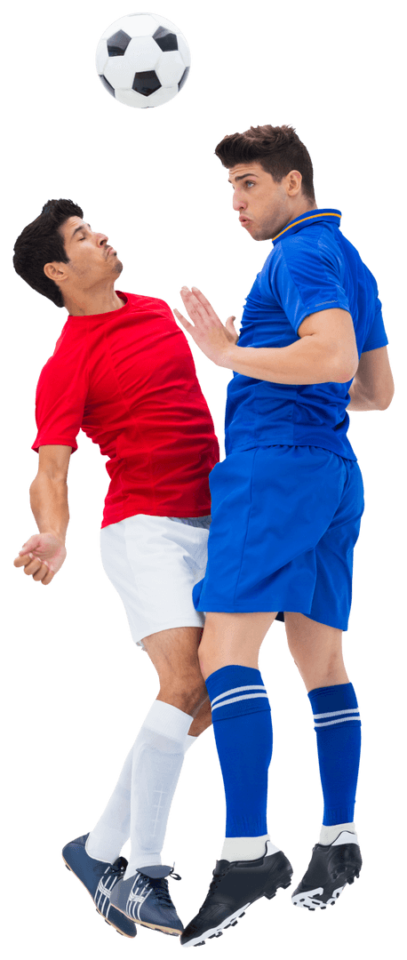 Diverse Football Players Competing for Ball on Transparent Background