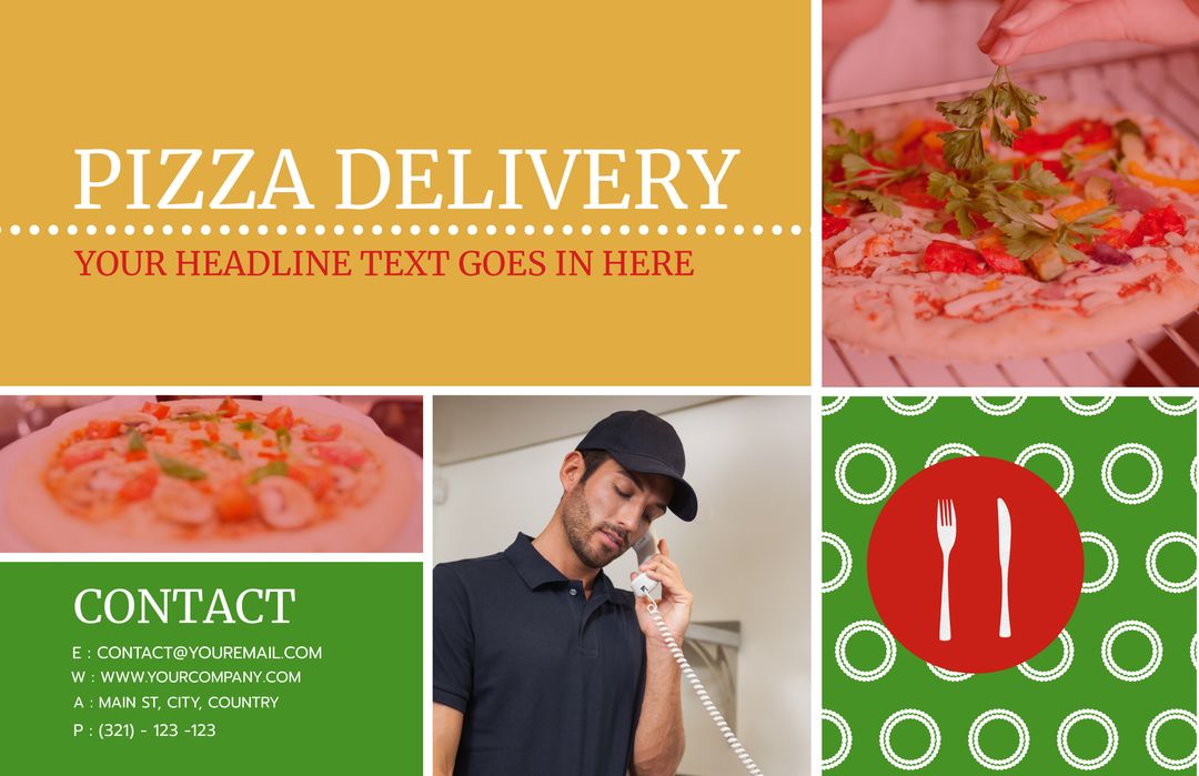 Vibrant Pizza Delivery Service Template with Appetizing Design - Download Free Stock Templates Pikwizard.com