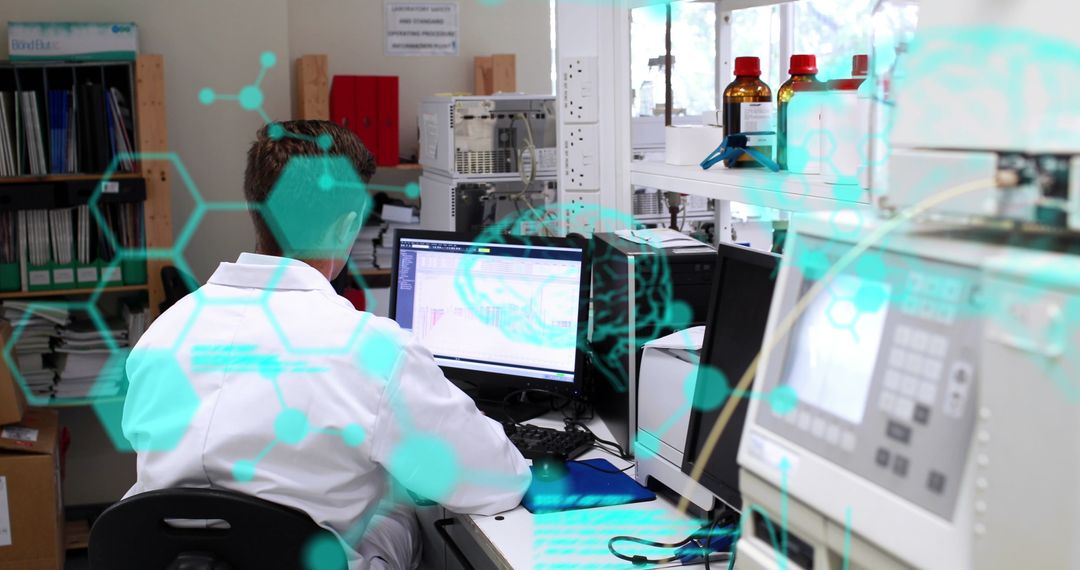 Lab Technician Analyzing Scientific Data on Computer