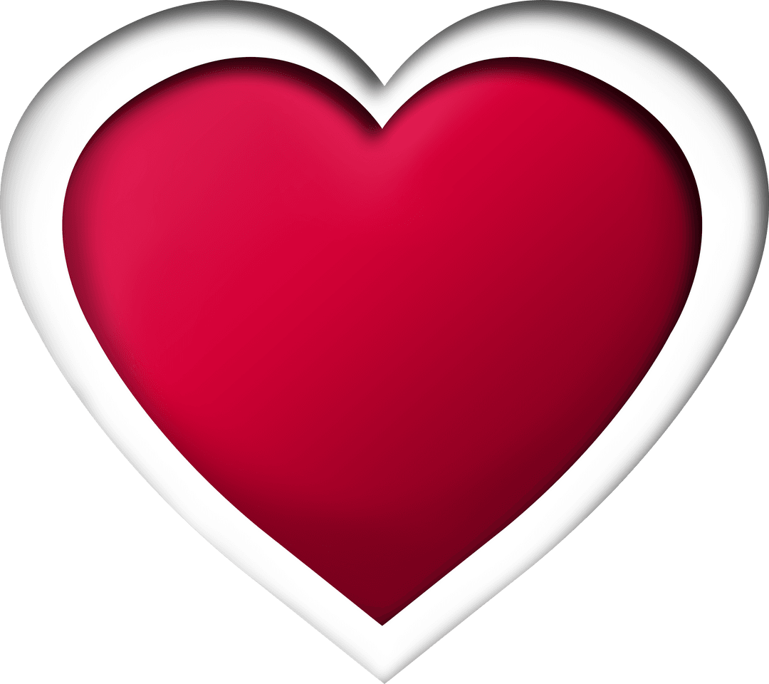 Transparent Red and White Heart Illustration on Clear Background