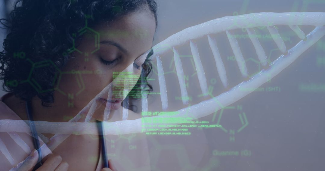 Tired Doctor Examining DNA Data Analysis and Health Innovation