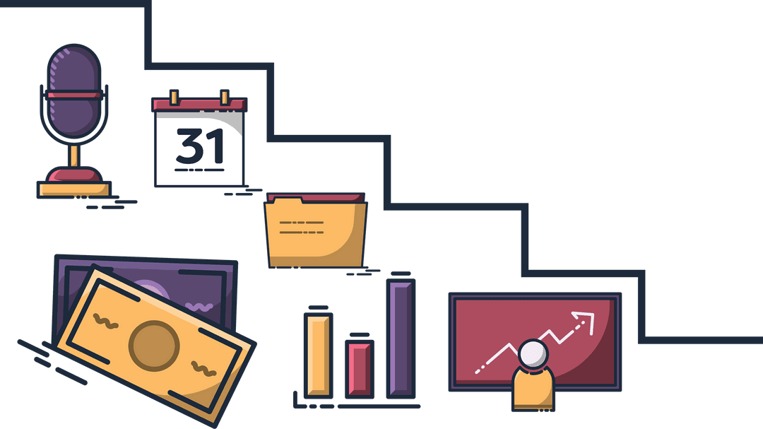 Illustrative Business Icons on Transparent Background for Finance Concept