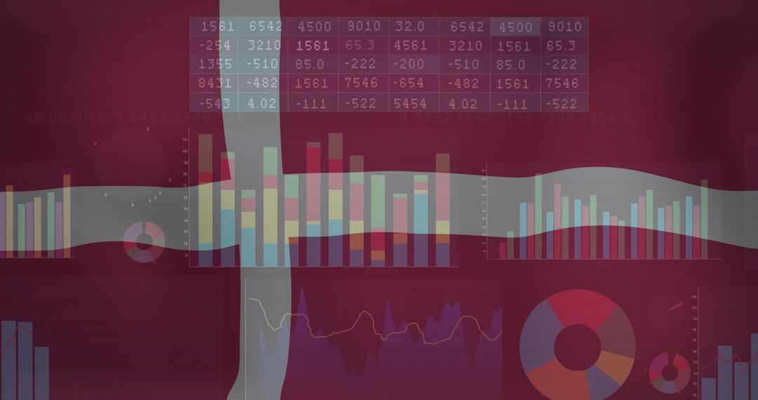Financial Data Visualization Overlaid on Denmark Flag