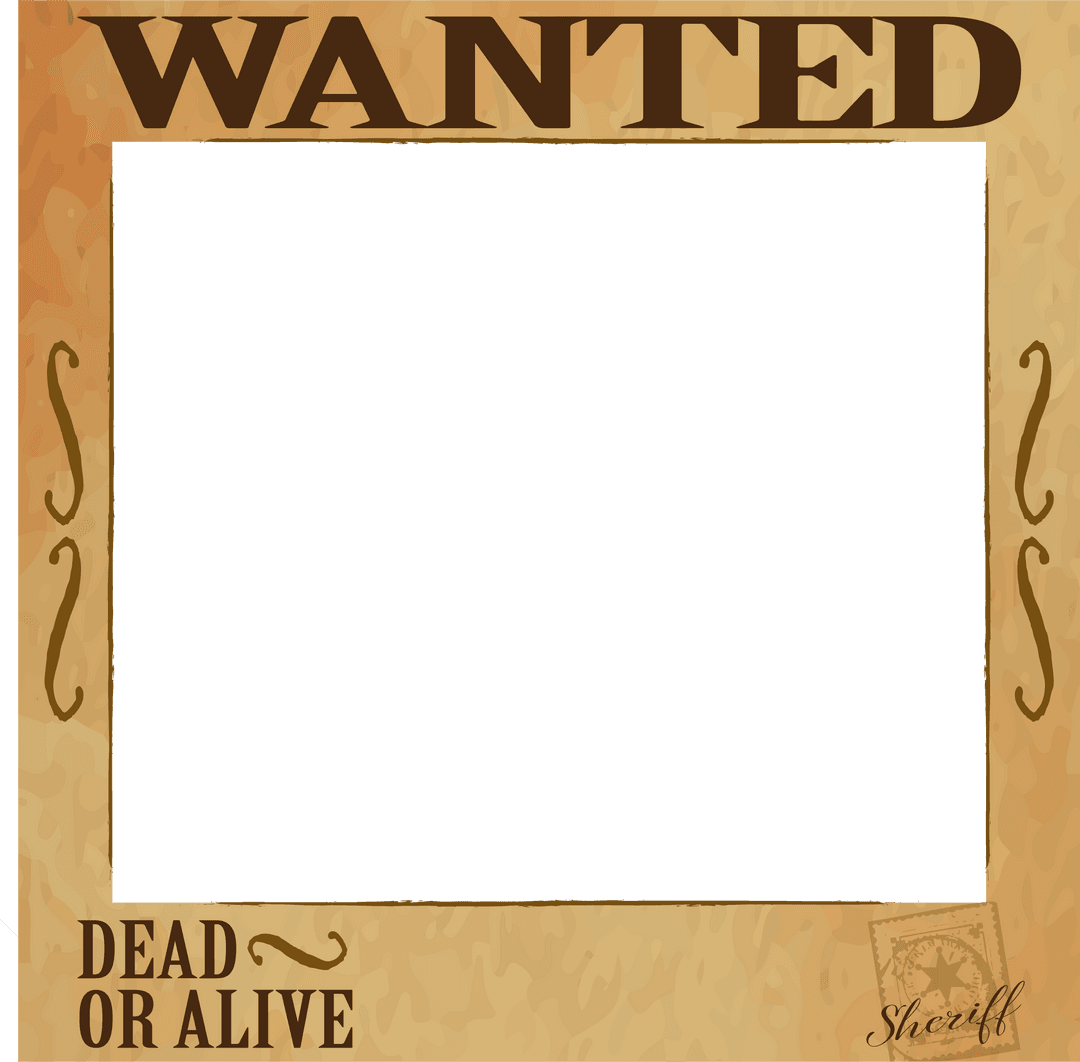 Wanted Poster Template with Vintage Western Design on Transparent Background