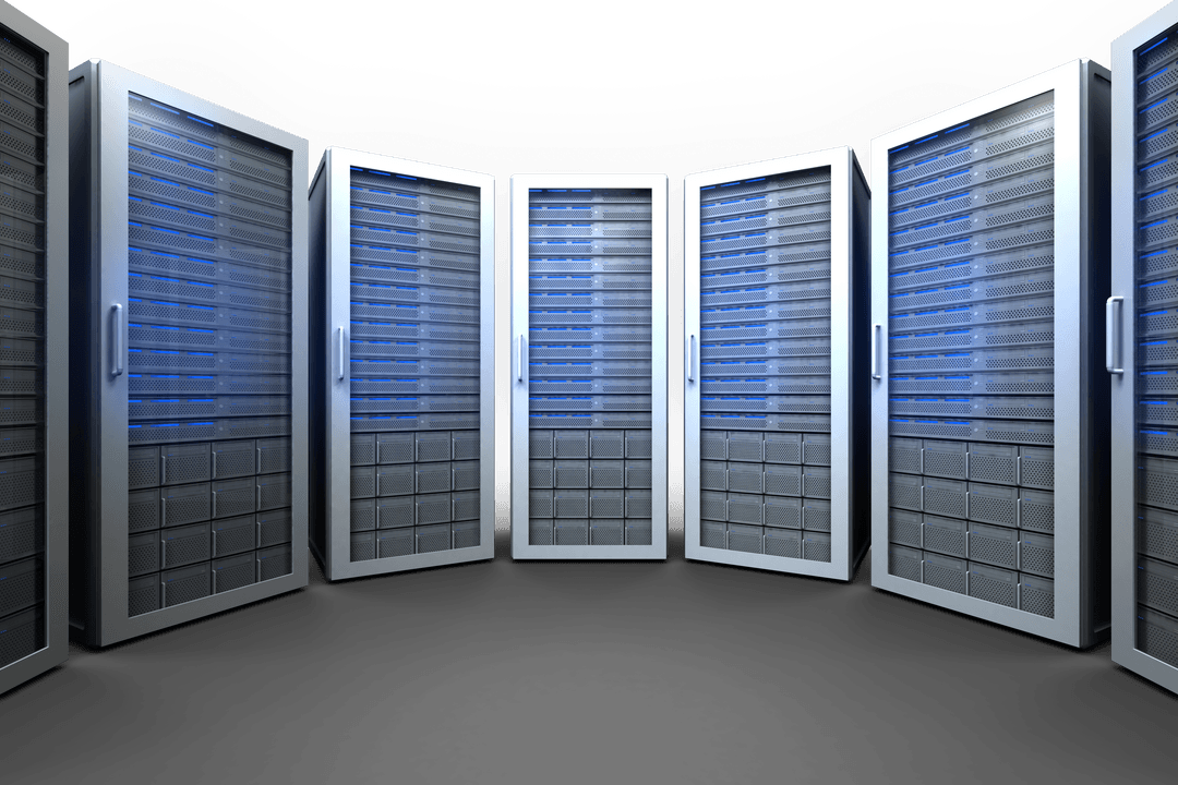 Transparent Server Racks with Blue Lights for Modern Data Encoding - Download Free Stock Images Pikwizard.com