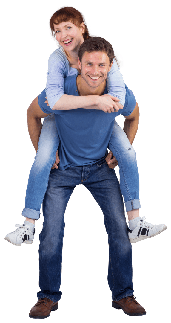 Smiling Couple Playfully Posing in Transparent Background