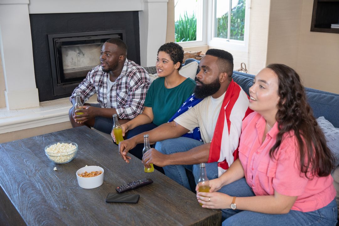 Diverse Friends Enjoying Entertainment with American Theme