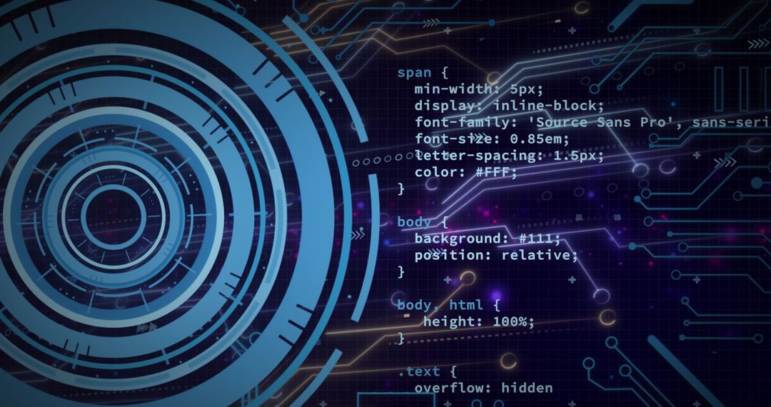 Futuristic Data Processing Interface with Code Overlay