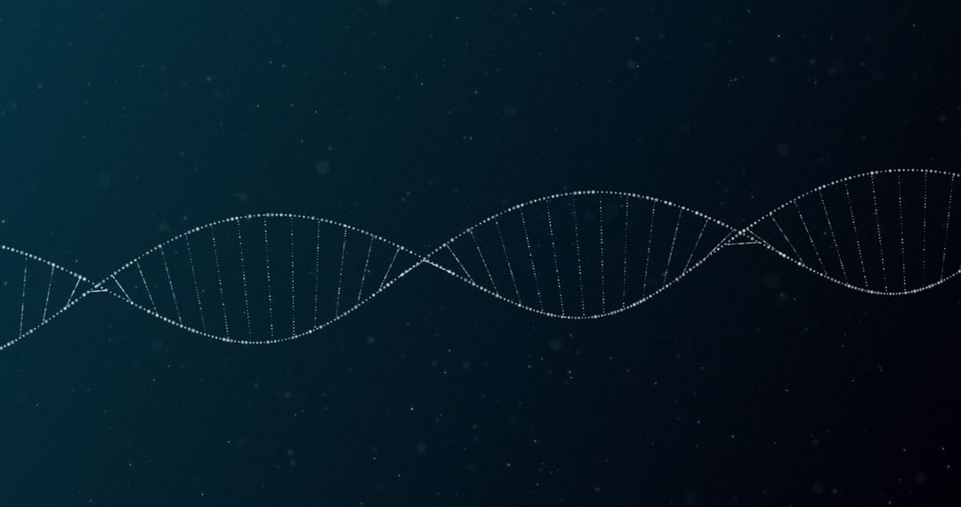 Digital Double Helix of DNA Rotating on Dark Background
