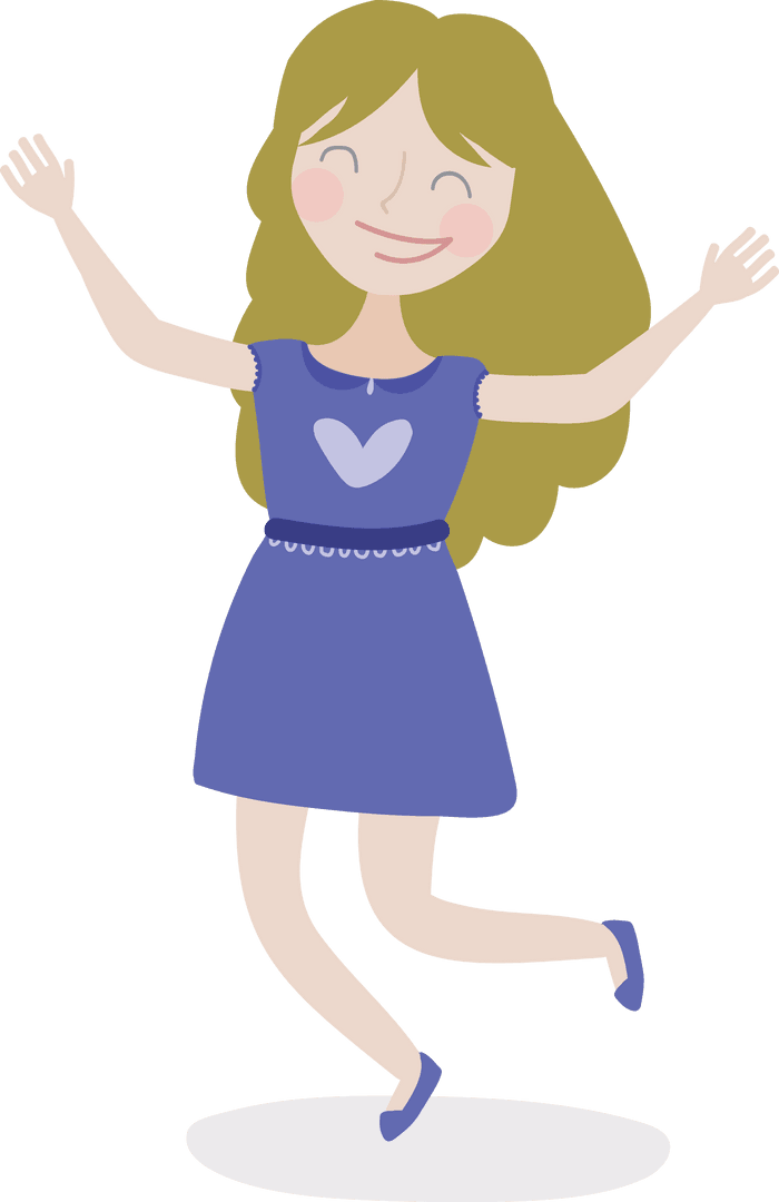 Transparent Dancing Girl Illustration with Joyful Expression