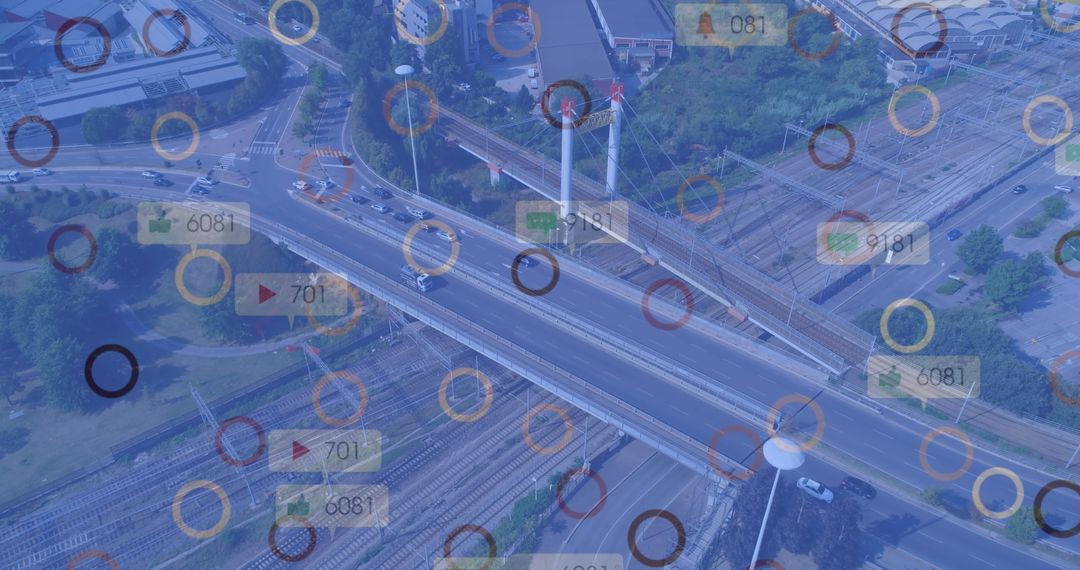 Aerial Intersection with Digital Social Media Network Overlay