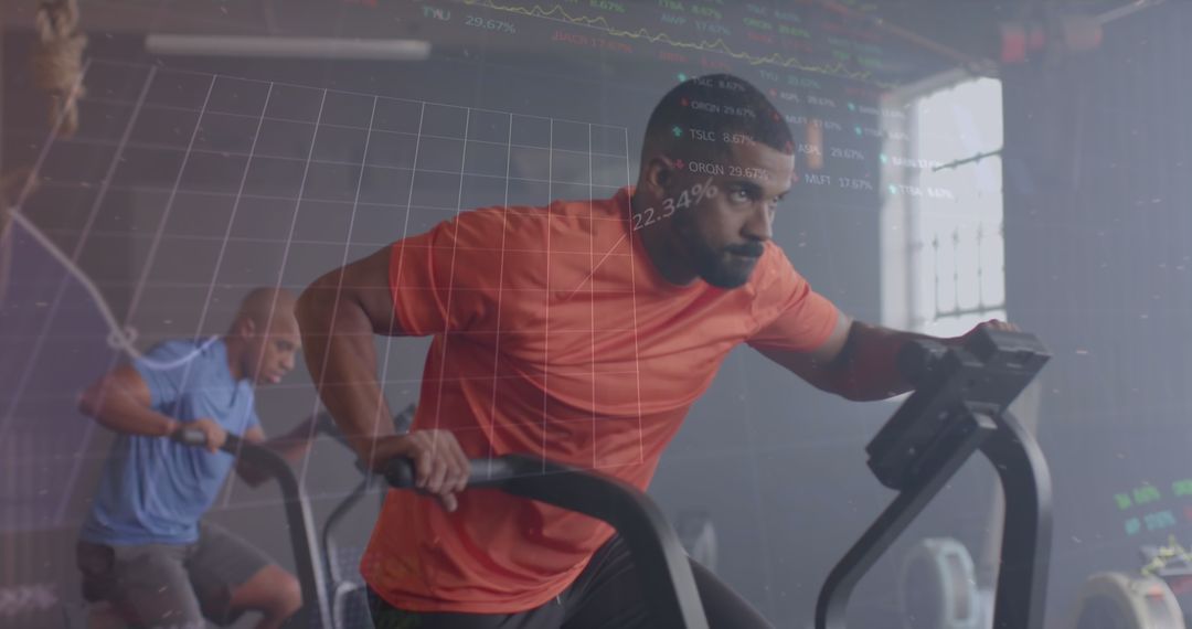 Man Engages in Intense Cross Training on Elliptical