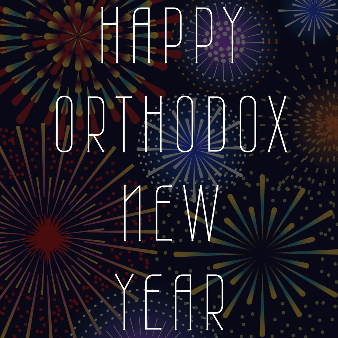 Orthodox New Year Celebration with Colorful Fireworks