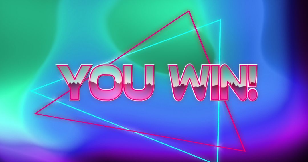 Neon 'You Win' Text with Abstract Geometric Background