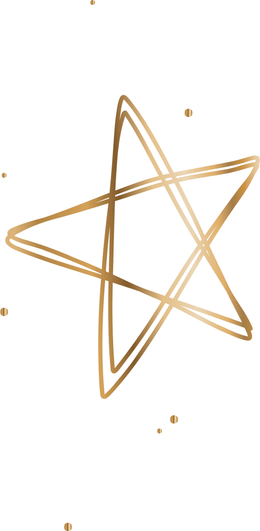 Golden Geometric Star Design on Transparent Background
