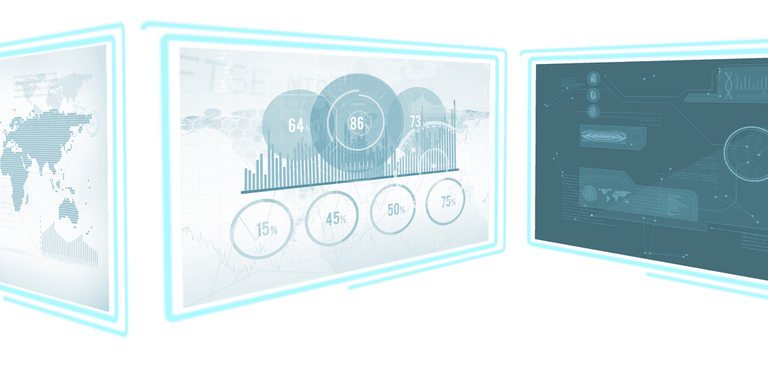 Transparent Digital Displays with Business Growth Graphs