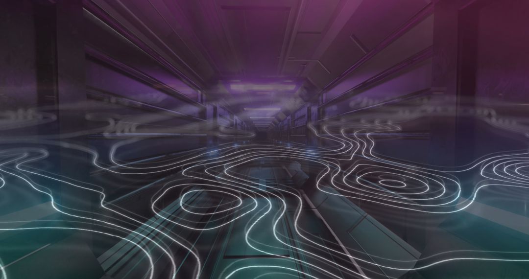 Futuristic Digital Tunnel with Abstract Moving Shapes