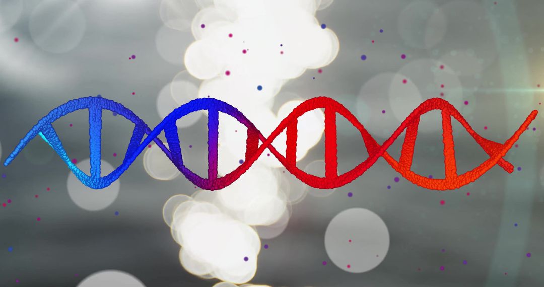 Colorful DNA Strand Against Abstract Bokeh Background