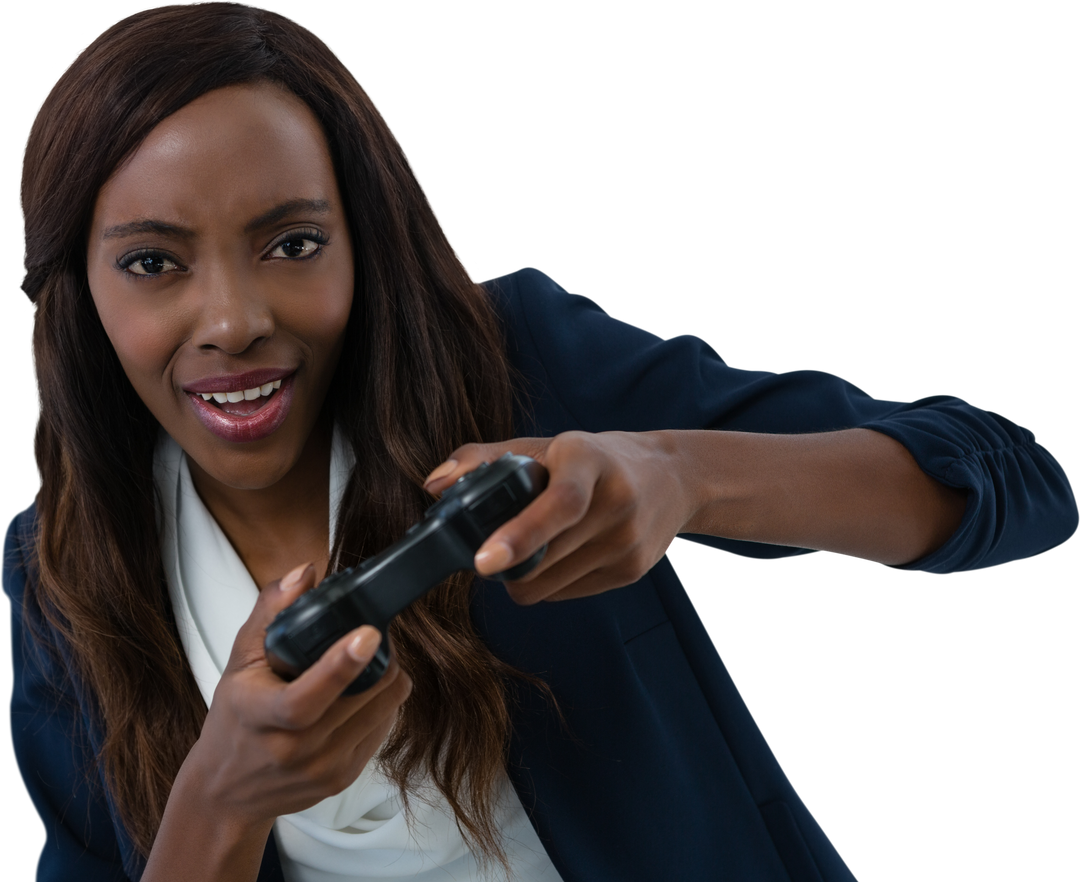 Transparent Image of Young Businesswoman Enjoying Video Gaming - Download Free Stock Images Pikwizard.com