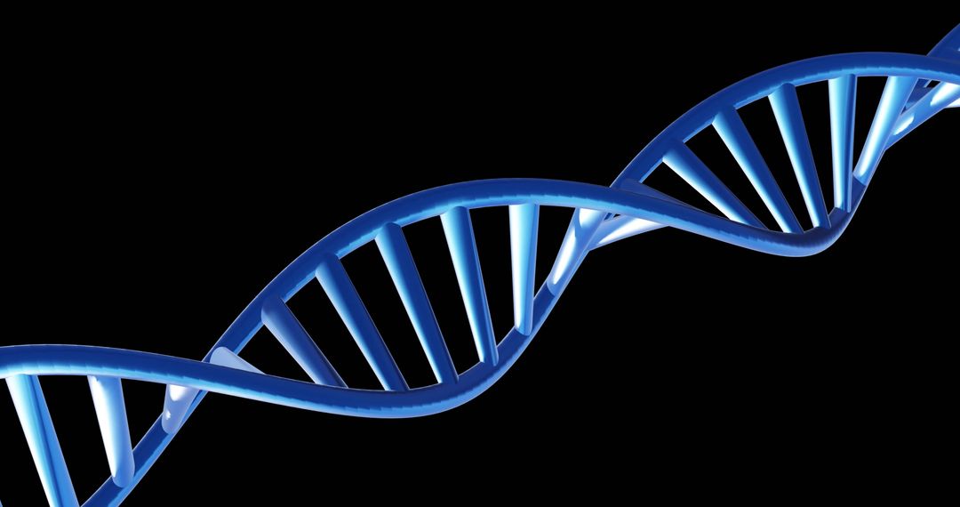 DNA Strand Spinning with Copy Space on Black Background