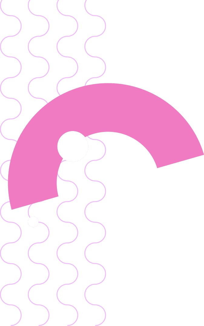 Pink Arcs and Wavy Lines on Transparent Background