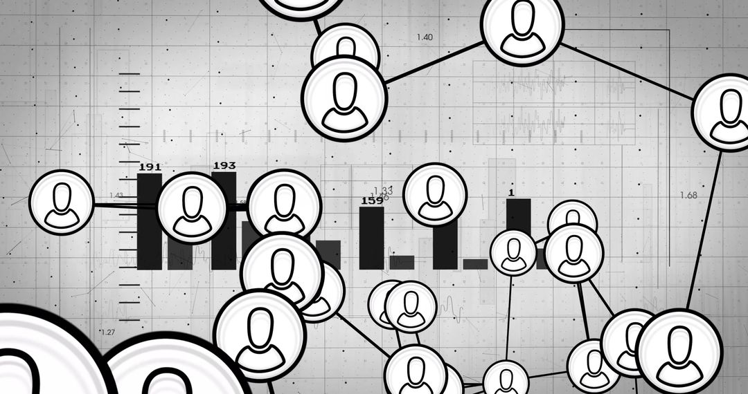 Digital Connections Overlaid on Financial Charts and Statistics