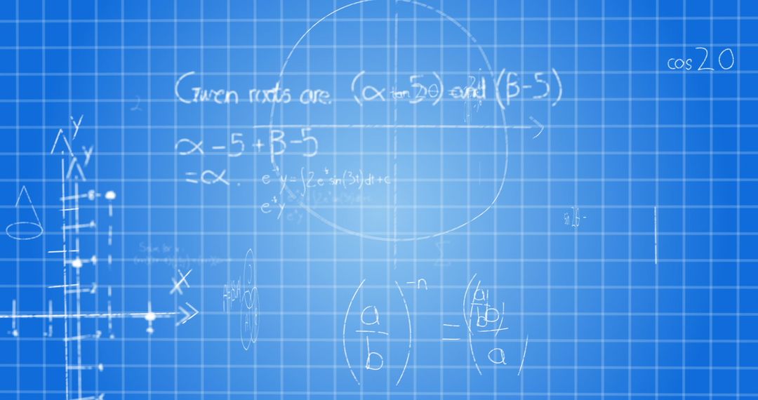 Mathematical Formulas on Blue Background with Digital Elements
