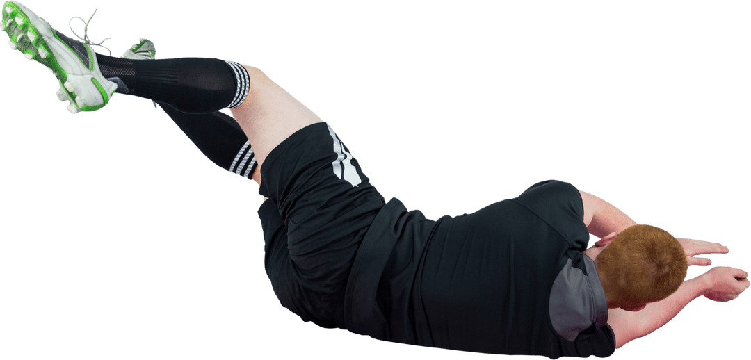 Rugby Player Scoring Try on Transparent Background