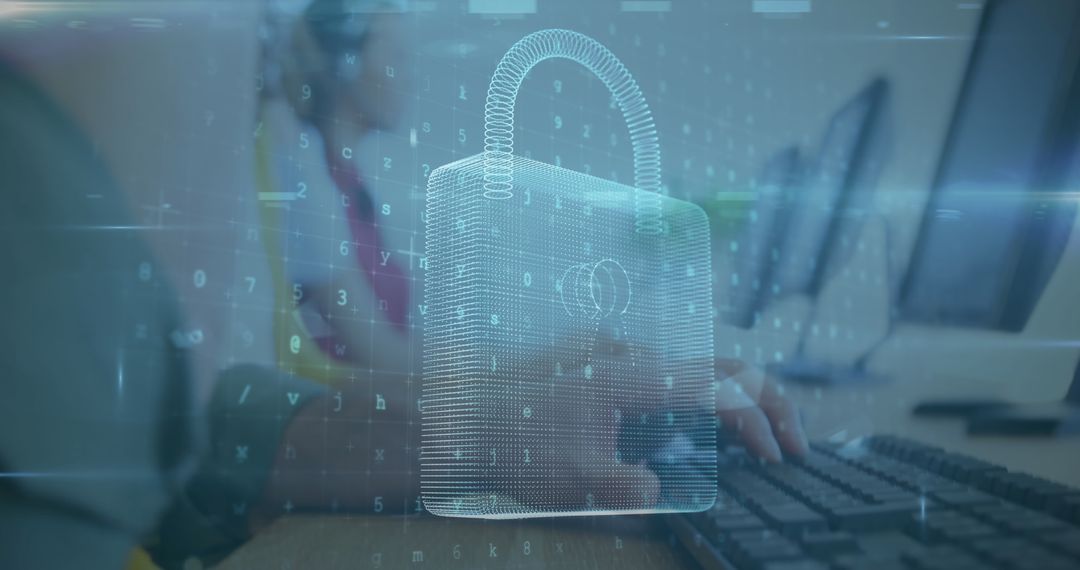 Holographic Lock Symbolizing Digital Security and Data Protection