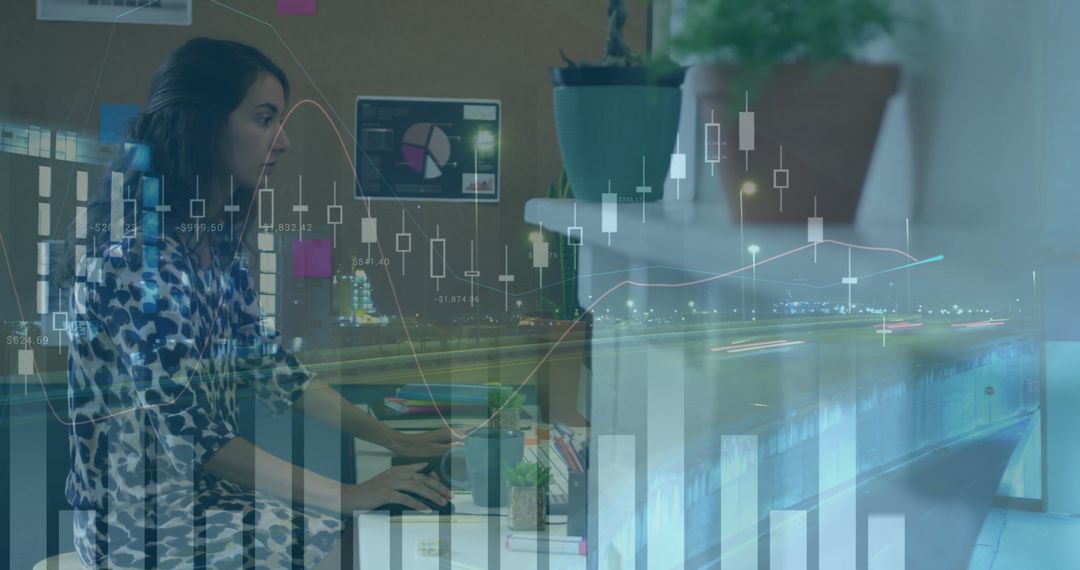 Focused Analyst Evaluating Financial Data at Office Desk