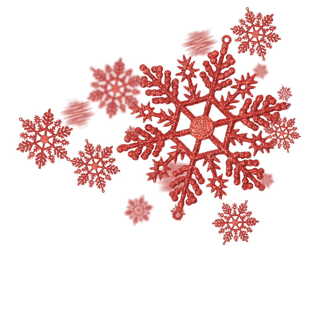 Transparent Red Snowflakes for Festive Designs