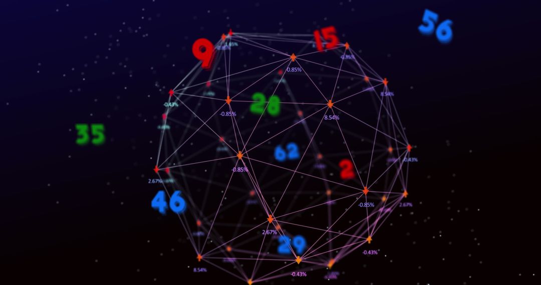 Futuristic Network Sphere with Floating Numbers in Digital Space