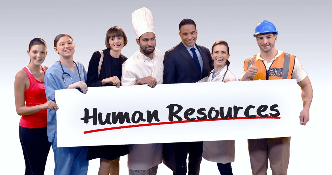 Diverse Group of Professionals Holding Human Resources Banner - Free Images, Stock Photos and Pictures on Pikwizard.com